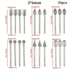 20PC Diamond Grinding Heads for Jade Carving and Sanding