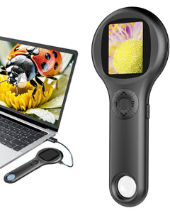 Microscope for Kids Educational Science Kit Toys Portable Handheld Magnifying Glass Macro Fixed Focus Digital Kid Microscopes Up to 500x Magnification4X Zoom Interactive Learning Ages 3+ (Black)