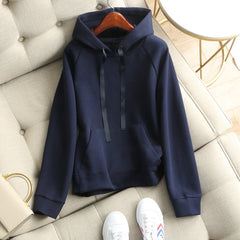 Loose Hooded Drawstring Sweater for Women