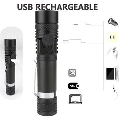 Super Bright 90000LM LED Tactical Flashlight Zoomable With Rechargeable Battery